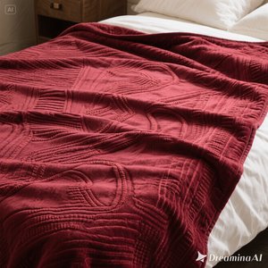 ผ้าห่มขนแกะเนื้อนุ่มหรูหราดีไซน์นูนสีน้ำตาลแดงอบอุ่นปรับขนาดได้ - Product Image 4