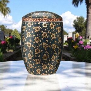 Urna de metal de alta calidad con diseño personalizado y patrón de flores multicolor, suministros funerarios impresos en esmalte para humanos y Mascotas - Product Image 5