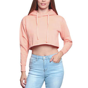 Custom streetwear 600 GSM crop top Sudadera con capucha de manga larga de algodón poliéster pullover liso teñido recortado sudaderas con capucha para las mujeres - Product Image 4