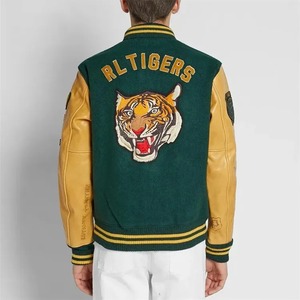 OEM personalizado en blanco Varsity Chenille parches Letterman chaqueta de béisbol universitaria de gran tamaño High Street Stand Collar Unisex - Product Image 3