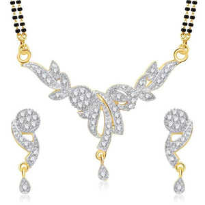 Morini American Diamond & Gold Plated Mangalsutra Set 1500602 Exquisito conjunto de joyería fina - Product Image 1