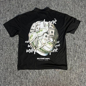 Último diseño personalizable de los hombres de color sólido de la calle de estilo transpirable ecológico Spandex/poliéster camisetas sueltas - Product Image 4