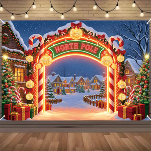 Pancarta navideña de 180x110cm, guirnalda de estilo rústico, diseño de muñeco de nieve, decoración festiva <span class=keywords><strong>para</strong></span> el hogar y el jardín, escena invernal multiusos, portátil - Product Image 3