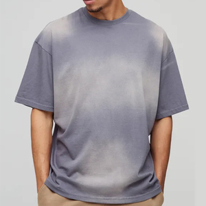 เสื้อยืดสำหรับผู้ชายเสื้อยืดคอกลมฟอกสีกรดเสื้อยืดสตรีทไซส์ใหญ่ - Product Image 1