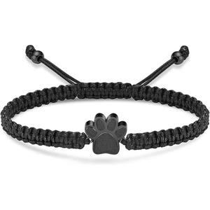 Bracelet commémoratif réglable en forme de cœur en acier inoxydable noir pour animaux de compagnie Bracelets et bracelets de mode tissés à la main d'Inde - Product Image 1