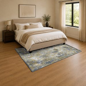 Tapis de salon en chenille antidérapant, imprimé numérique effet marbre multicolore neutre, lavable en machine, vente en gros RUGS DEPOT LXDP-0286 - Product Image 3