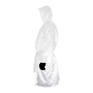 Batas de boxeo de satén para hombre, ropa de boxeo de Color blanco bordado, de alta calidad - Product Image 6