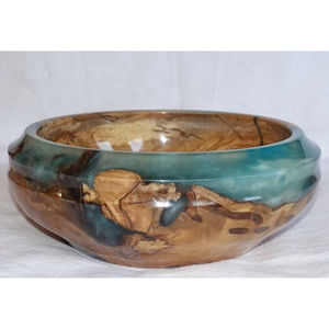 Bol en résine en bois élégant Designer fait à la main moderne rustique pièce maîtresse de cuisine décorative pièce de maison - Product Image 1