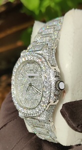 Reloj de Pulsera Deportivo de Lujo Unisex, Estilo Hip Hop, Completamente Engastado con Diamantes de Moissanita, Mecánico Automático, de Acero Inoxidable, Estilo Antiguo para Hombre - Product Image 4