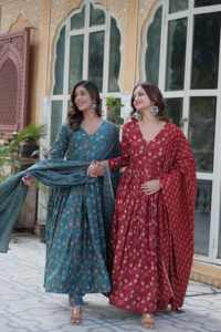 Nouvelle élégance Dressing tendance vêtements ethniques dernière robe en pur coton avec pantalon et Dupatta fantaisie (V) cou numérique imprimé à vendre - Product Image 3