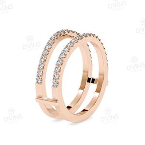 Anillo de diamante paralelo de oro clásico de 14K de Fiona Diamonds VVS Diamante natural para compromiso o fiestas de boda - Product Image 2