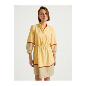 Uzun Kollu <span class=keywords><strong>Ka</strong></span>çı<span class=keywords><strong>k</strong></span> Yakalı Koton Elbise abiti Casual prodotto - Product Image 6