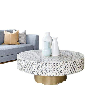 Mesas de Centro Decorativas con Incrustaciones de Hueso Natural Hechas a Mano, Mesas Laterales de Sofá Modernas y Contemporáneas con Incrustaciones de Hueso - Product Image 2