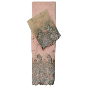 Venta al por mayor COSST India exportación mundial de adultos precio barato vestido de tela de George de seda africana con decoración bordada - Product Image 2