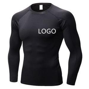 Camisa de entrenamiento de compresión para hombre al por mayor-Ropa deportiva transpirable hecha a medida de fábrica con tela elástica de secado rápido - Product Image 1