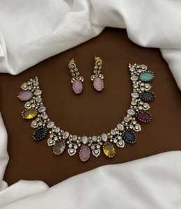 Conjunto de collar de mujer conjuntos de joyería de Dubái boda Bridalr Cubic Zirconia latón circón cobre 18K collar Vintage - Product Image 4