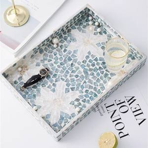 Bandeja rectangular de nácar, elegantes bandejas MOP para cena, fiesta, cóctel, té, mesa de café - Product Image 1