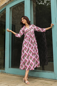 ODM/OEM Wholesale Cotton Fabric <b>Block</b> <b>Printed</b> Vintage Summer Casual Maxi Pockets Long Sleeves Tie Strengthening Note Button Fits - Product Image 5