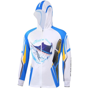 Vente en gros Sweat à capuche de pêche pour hommes à séchage rapide Protection UV Chemise de pêche à capuche vierge 100% polyester UPF50 - Product Image 5