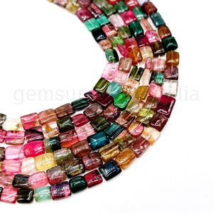 Perles rectangulaires lisses en tourmaline perles de pierres précieuses naturelles pour la fabrication de bijoux perles de tourmaline de gros - Product Image 6