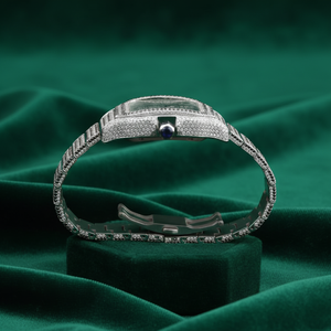 Reloj de Lujo PJ con Moissanita Cuadrada, Acero Inoxidable, Esfera Roja con Números Romanos, Fecha, Cristal de Zafiro, Resistente al Agua - Product Image 2