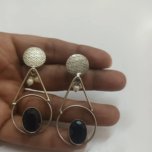 Dangler wil pierre indienne ensemble de mariée à la mode en laiton boucles d'oreilles Zircon perle pour mariage dîner occasions festives pour les femmes - Product Image 1