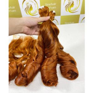 Extensiones de cabello Remy rizado hinchable marrón Super doble largo alta calidad cutícula alineada cabello humano crudo vietnamita - Product Image 1