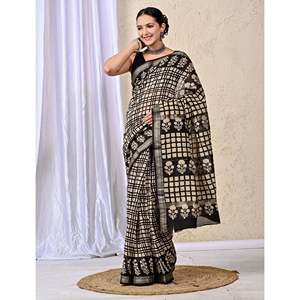 Sari imprimé Chanderi modèle Banarasi, Blouse, Lehenga-Salwar Kameez indien, en Georgette, filet et modal de qualité supérieure, style pakistanais - Product Image 4