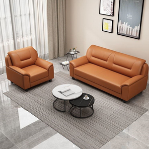Canapé de bureau moderne en cuir trois places, modulaire, pour salle d'attente, réception ou zone de séjour. - Product Image 5
