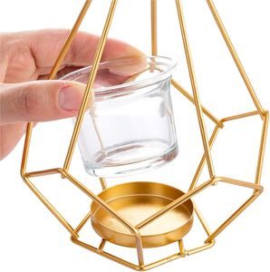 Exclusivo nuevo tradicional elegante recubierto de oro Metal y vidrio vela tarro hogar Interior decorativo linterna titular para decorar el hogar - Product Image 4