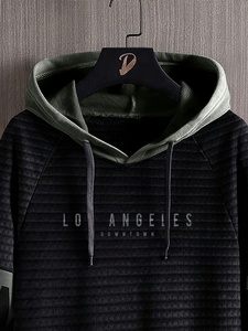 Sweat à capuche zippé à manches longues avec bloc de couleurs pour hommes - Product Image 4