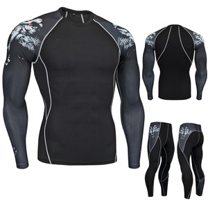 Logo personnalisé printemps à manches longues hommes vêtements de fitness costumes de sport respirant confortable entraînement course à pied entraînement 2 pièces ensemble - Product Image 5
