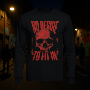 Camiseta de Manga Larga con Diseño de Calavera - No Quiero Ajustarme a la Moda - Para Uso Promocional - Product Image 3