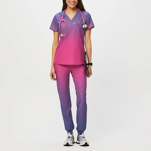 Qualité supérieure Vente à chaud Uniforme d'hôpital infirmier dégradé multicolore Scrubs pour femmes Uniformes de médecins Ensembles de gommages - Product Image 6