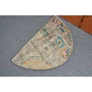 Alfombra de 2.5x1.5 pies, Alfombra Turca Vintage, Alfombra de Lana Azul con Diseño de Patchwork - Product Image 3