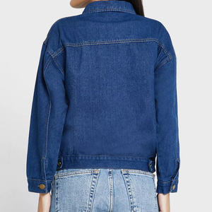 Tissu doux et confortable manches longues avec poignets boutonnés veste en jean pour femme tenue décontractée double rabat sur les poches veste pour femme - Product Image 5