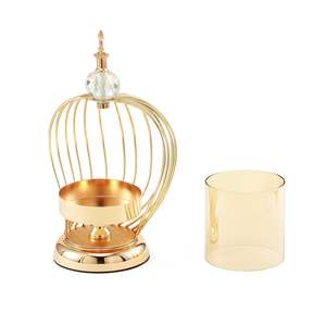 Portavelas de Cristal con Base de Metal Dorado de 12 Pulgadas, Estilo <span class=keywords><strong>Barroco</strong></span> con Cristal, para Decoración de Mesa de Boda - Product Image 5