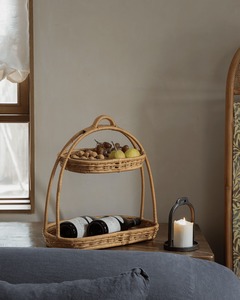 Bandeja de Mimbre Tejida a Mano de 2 Niveles con Asa, Bandeja de Servicio de Mimbre Natural para Decoración de Mesa de Cocina, Hogar y Hotel, de Vietnam - Product Image 6