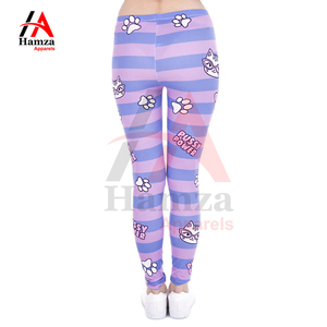 Colorful Striped Purple Yoga Leggings High Waist Stretchable 180 GSM Polyester Comfortable Soft Fabric Activewear Womens Legging - Product Image 3