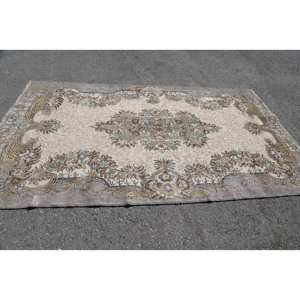 พรม9.4ft ขนสัตว์สีเบจสีน้ำตาล5.4 X งานแฮนด์เมดสไตล์วินเทจพรมปูพื้นข้างเตียงทรงสี่เหลี่ยมผืนผ้า - Product Image 3