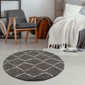 Tapis d'intérieur en fourrure gris foncé de style marocain 840 Set - Product Image 1
