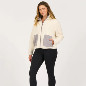Vestes Sherpa respirantes entièrement personnalisées pour adultes de haute qualité/OEM Vestes universitaires Sherpa confortables pour femmes de grande taille - Product Image 5