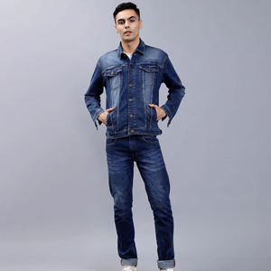 Ensemble veste et jean en denim extensible en coton à taille haute et manches longues pour homme, nouvelle mode personnalisée, taille plus, décontracté, hiver, respirant - Product Image 3