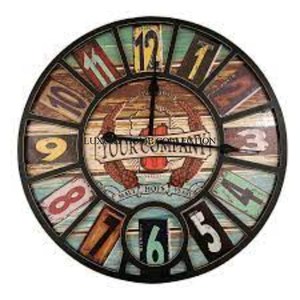 Elegantes Relojes de pared de metal rústico de gran tamaño con patrones desgastados adecuados para cocinas acogedoras y de estilo rural - Product Image 1