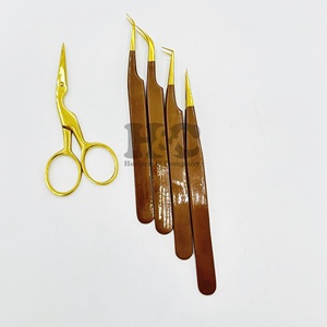 <b>Tweezers</b> Gold-Tipped Chocolate Eyelash <b>Tweezers</b> Smooth Handle Stainless Steel Extension <b>Tweezers</b> Hand-Tested Sustainability mink - Product Image 3