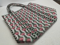Sacs fourre-tout zippés en coton brodés Kantha faits main, couleur unie, ouverts, pour l'été et l'automne, sacs de shopping, vente en gros, export, en vrac
