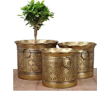 Jardinière de finition antique noire faite à la main de haute qualité Pot de fleur d'aspect royal pour la décoration de jardin à la maison