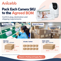 Anicebb Monitor Bayi Layar Terpisah Mendukung hingga 2 Kamera Layar 5 Inci dengan Kamera Tambahan Opsional dan Tampilan Berputar