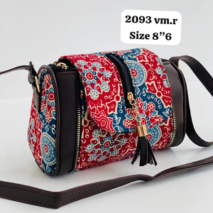 2024 Jaqarad Fabric Casual Tote Handbag Fancy Double Partition Sling Modelo No. 2093 Tamaño 8 \ "6 para damas niñas Hecho EN LA India - Product Image 1