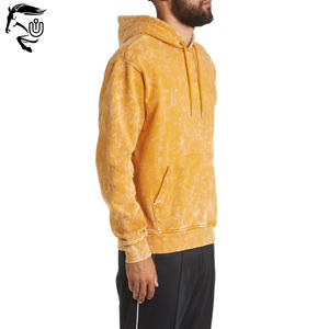 Venta al por mayor 100% algodón lavado con ácido sudaderas con capucha para los hombres de gran tamaño desgastado térmico logotipo personalizado patrón sólido francés polar invierno tamaño - Product Image 3